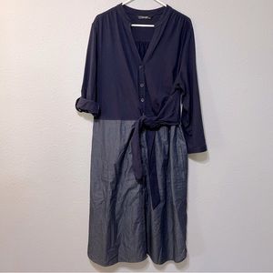eShakti Chambray & Jersey Twofer Midi Dress 20W or 2X